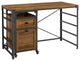 48" Angle Iron Desk with Filing Cabinet Cabinet - Rustic Oak