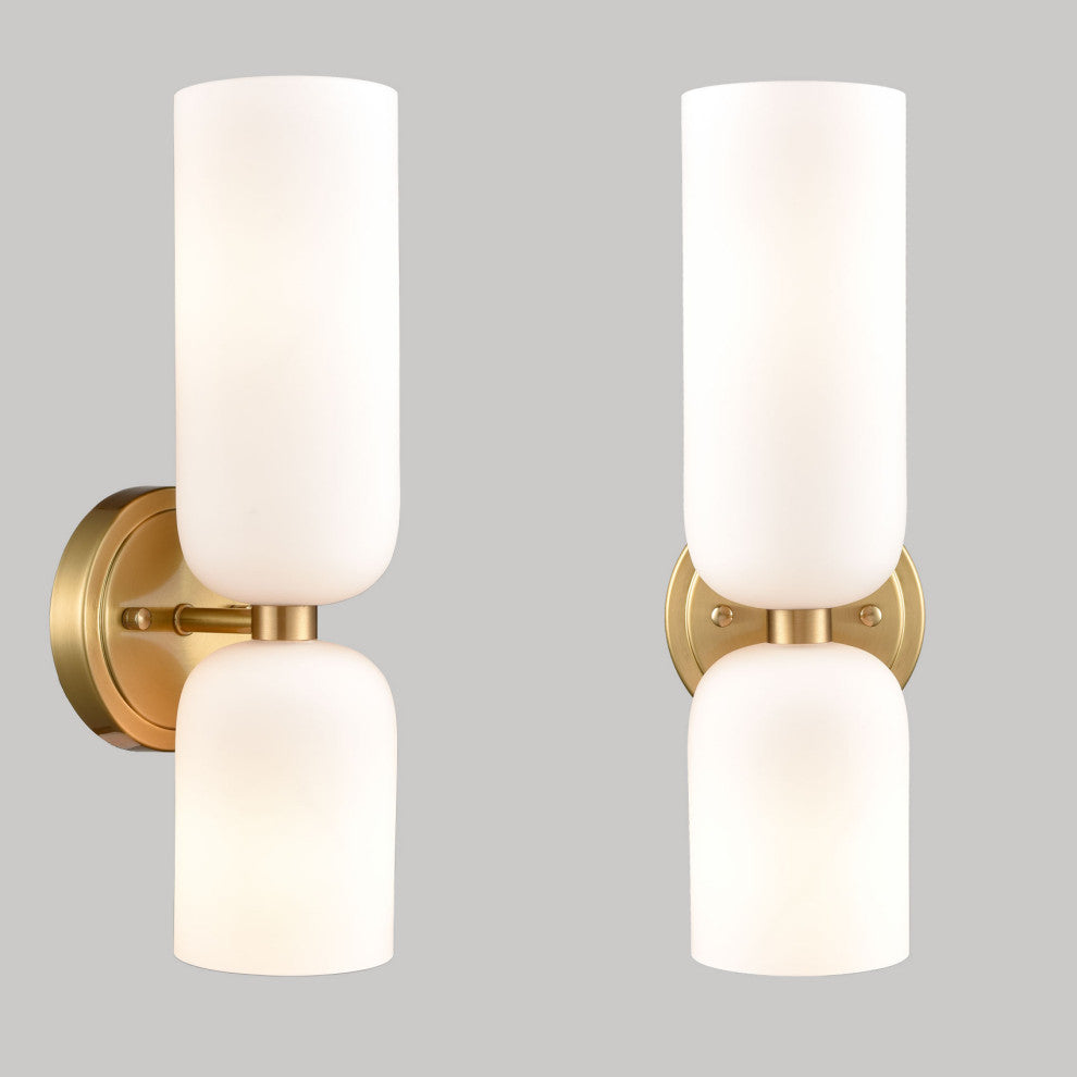 Modern Gold 2-Light Wall Sconce Vanity Light, Set of 2