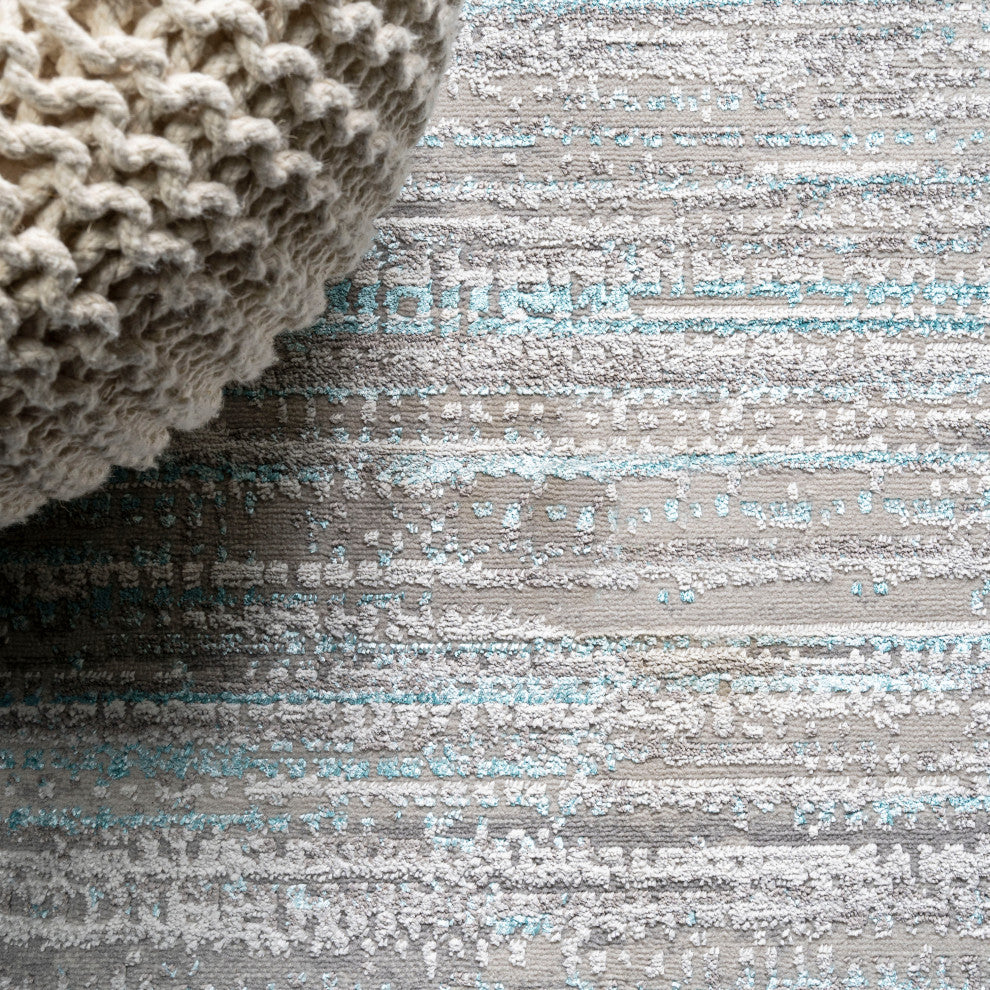 Loom Modern Strie' Area Rug, Gray/Turquoise, 5 X 8