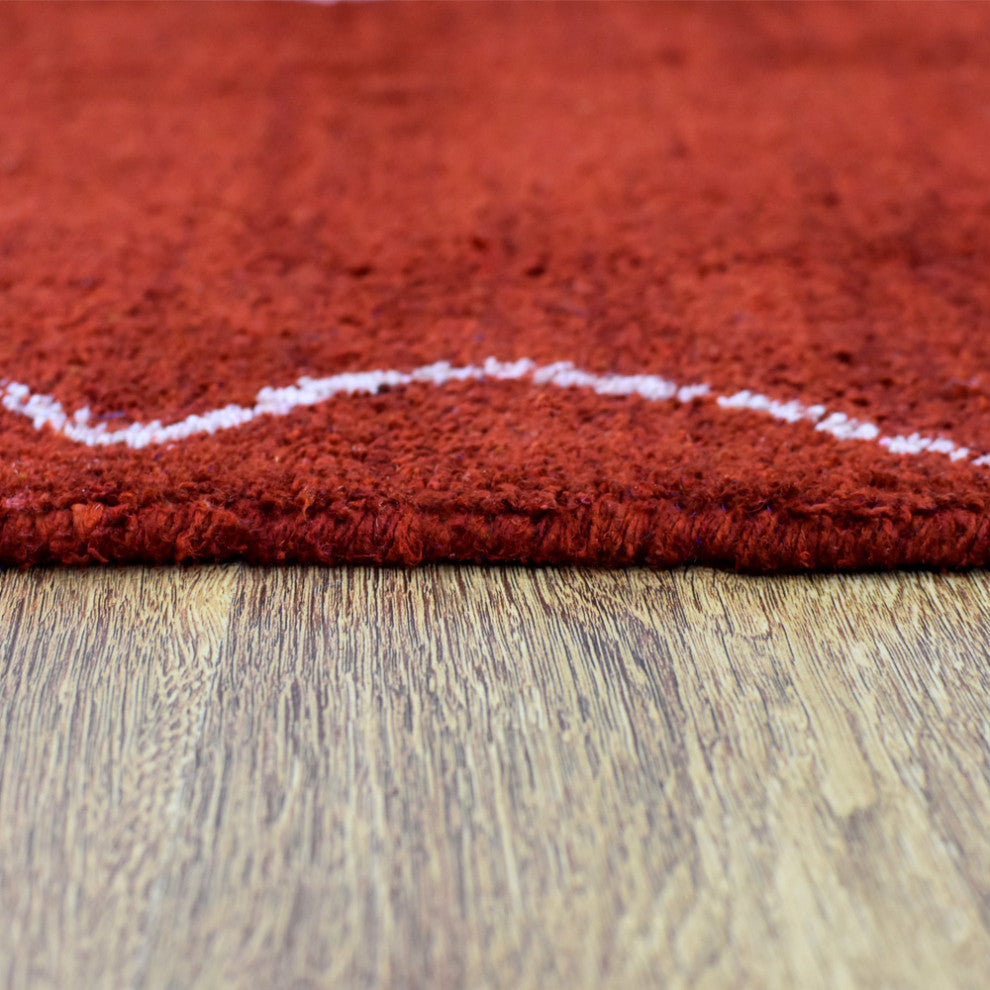 HAND KNOTTED LOOM SILK ECO-FRIENDLY RUG-6'x9',Rectangle,Red White,Contempor