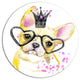 Funny Dog With Glasses, Contemporary Animal Art Disc Metal Artwork, 36"