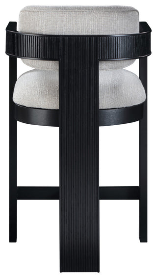 Sacha Upholstered Bar and Counter Stool, Grey, Linen Textured Fabric, Black