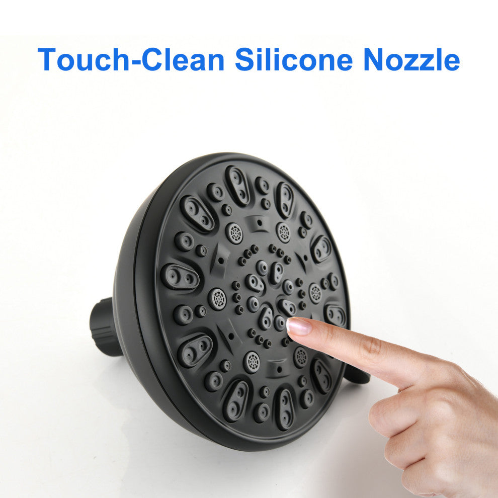 High Pressure 7-Setting Spiral Shower Head With Shower Arm, Matte Black