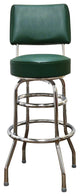 Retro Home Double Ring Upholstered 30" Swivel Bar Stool with Back, Green