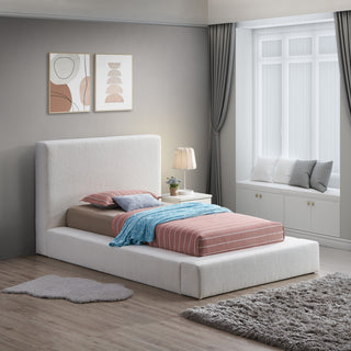 Terra Boucle Fabric Upholstered Bed, Cream, Twin