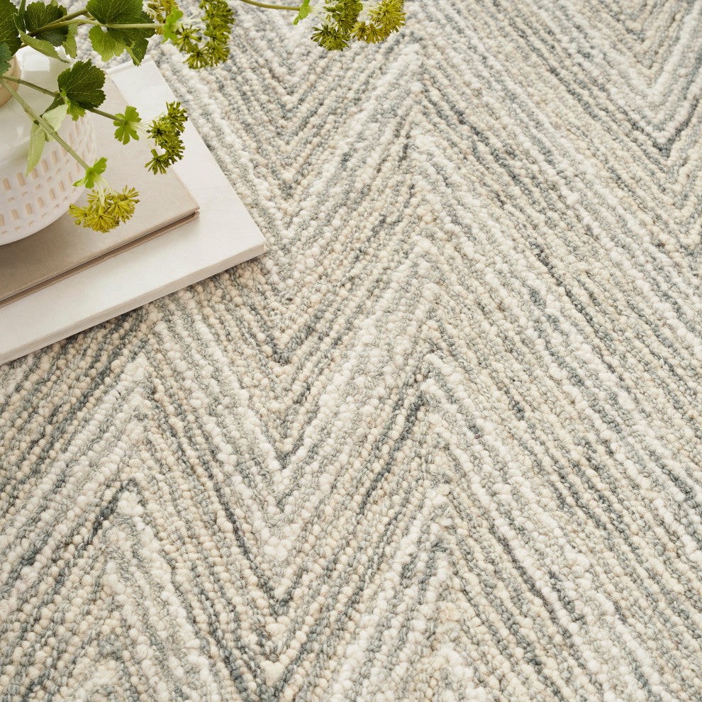 Nourison Interlock 5' x 7'6" Teal Modern Indoor Rug