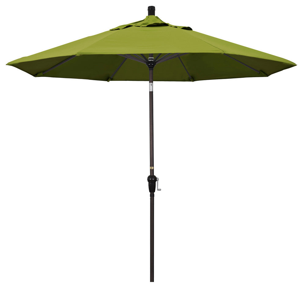 9' Bronze Auto-Tilt Crank Aluminum Umbrella, Kiwi Olefin