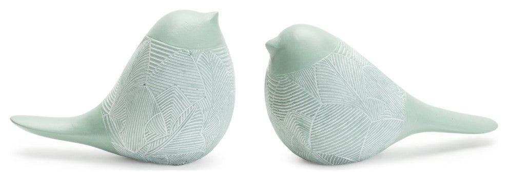 Modern Etched Bird Figurine, 4-Piece Set