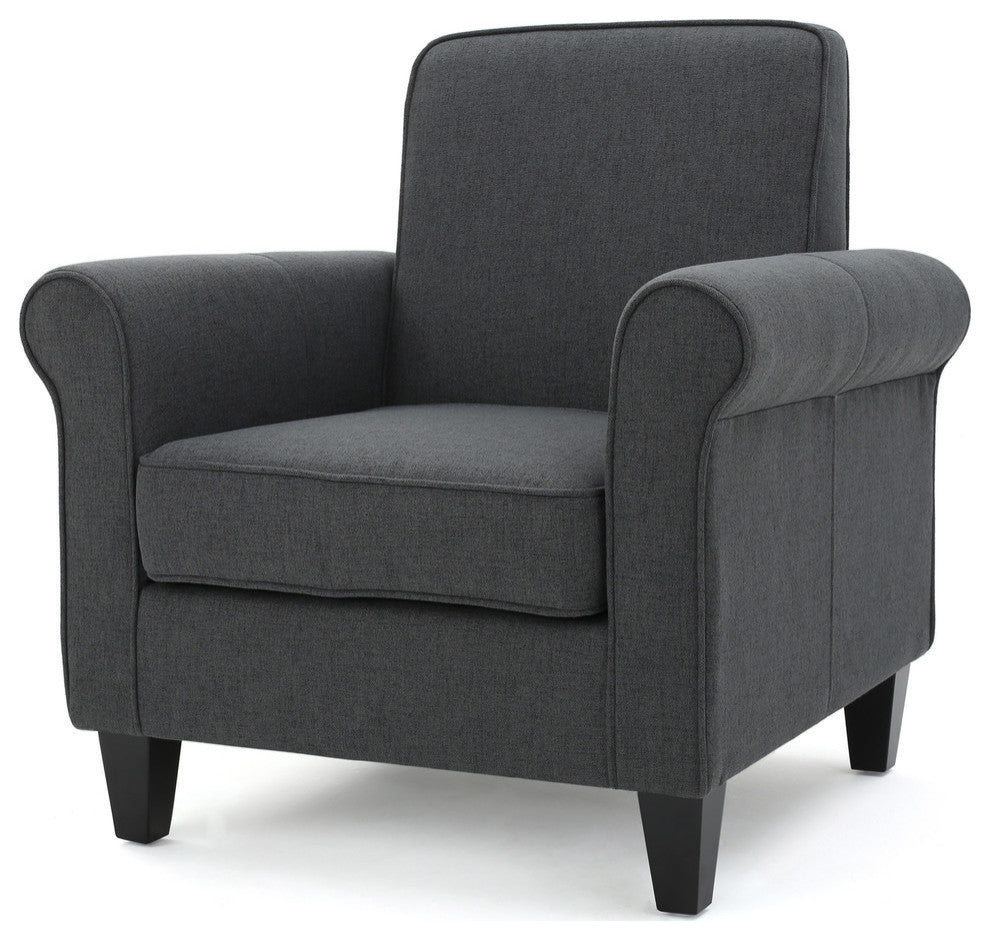 GDF Studio Declan Padded Fabric Club Chair, Dark Gray