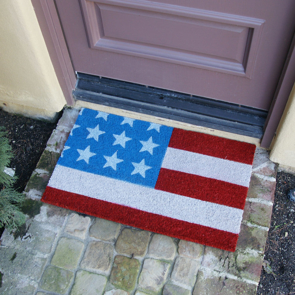 Rubber-Cal "Stars and Stripes" - Patriotic Coir Doormats - 18"x30"