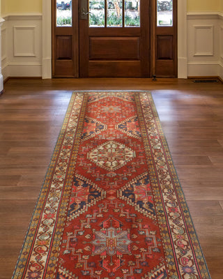 Fine Vintage Distressed Nazafari Rust/Beige Runner, 3'8x10'10