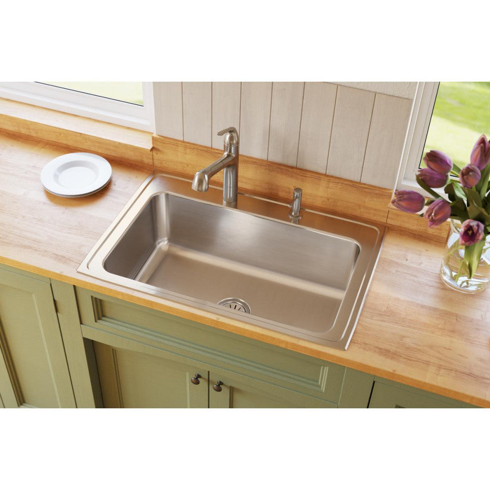 DLRS3322105 Lustertone Classic Stainless Steel 33" x 22" Drop-in Sink, 5 Holes