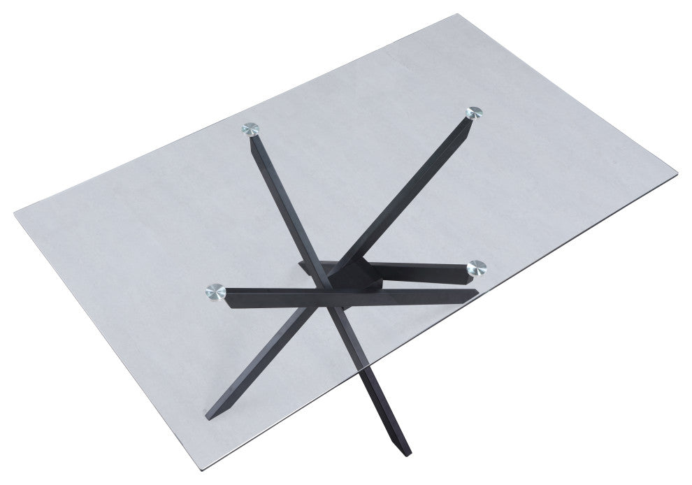 Xander Dining Table, Matte Black Legs, Rectangular Top