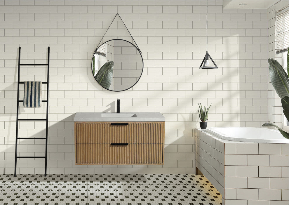 Ari Kitchen and Bath San Diego Bath Vanity, Weathered Fir, 42", Floating