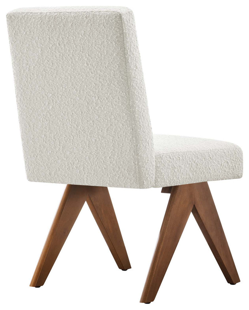 Lyra Boucle Fabric Dining Room Side Chair, Set of 2, Ivory