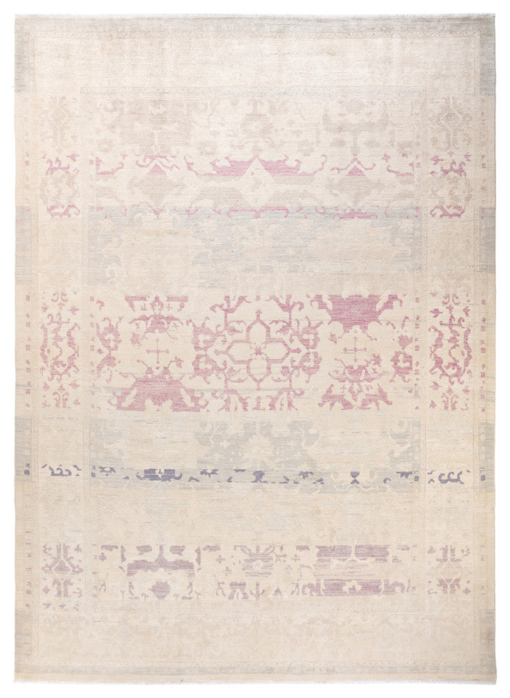 Eclectic, One-of-a-Kind Hand-Knotted Area Rug Ivory, 8'2"x11'4"