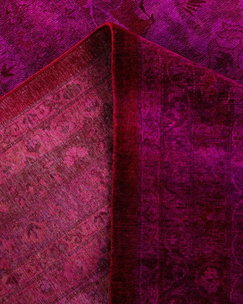 Overdyed, One-of-a-Kind Hand-Knotted Area Rug Pink, 12'2"x17'2"