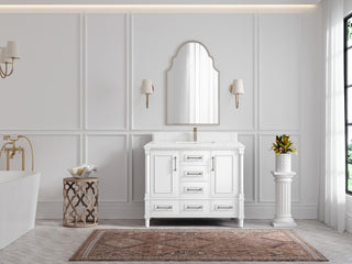 Aberdeen 42 Single Sink Bath Vanity in White 1.5" Empira Quartz
