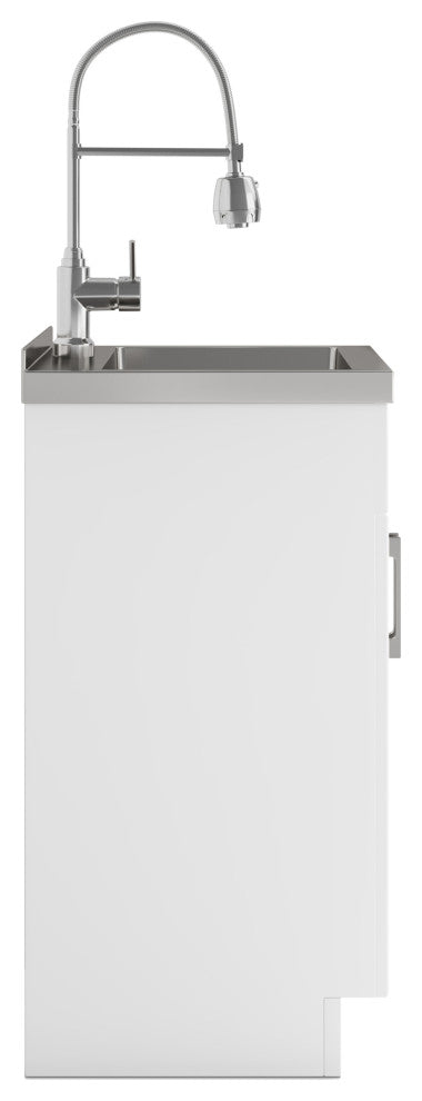 Hennessy Contemporary 24" Deluxe Laundry Cabinet, Faucet, White, 20"