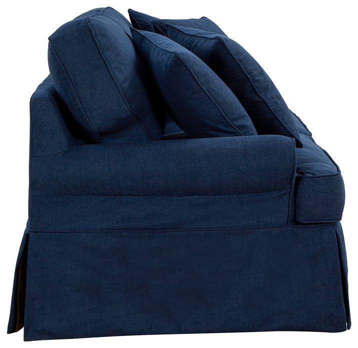 Sunset Trading Horizon 4-Piece Fabric Slipcovered Living Room Set in Navy
