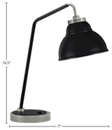 1-Light Desk Lamp, Graphite/Matte Black, 7" Double Bubble Metal Shade
