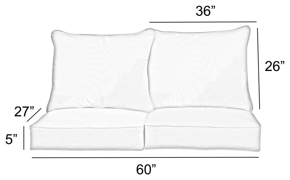 Sorra Home Pensacola Multi Deep Seating Loveseat Pillow Cushion Set, 27x30x5