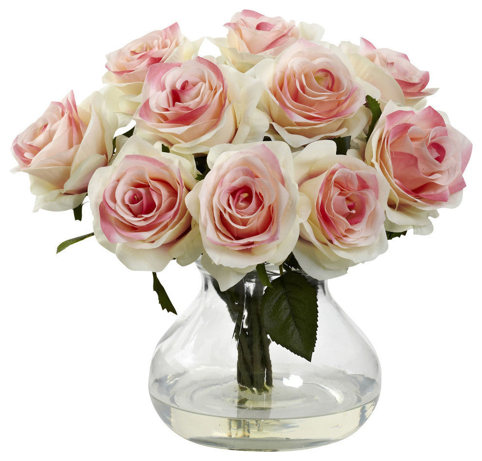 Rose Arrangement With Vase, Light Pink
