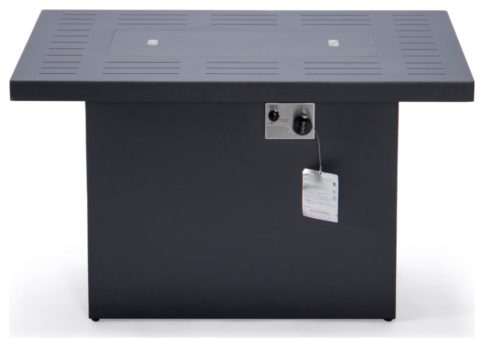 LeisureMod Chelsea Patio Modern Black Aluminum Propane Fire Pit Table Black
