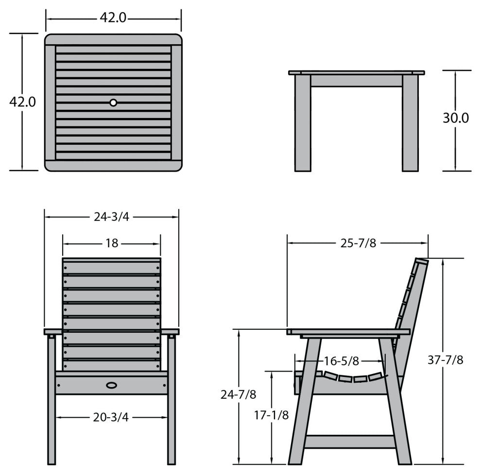 Glennville 5-Piece Square Dining Set, Weathered Acorn, Federal Blue