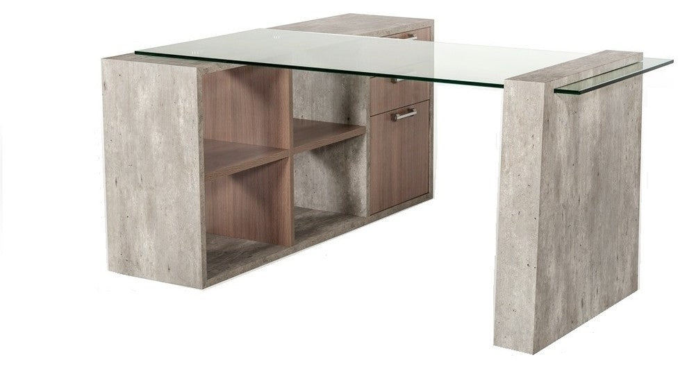Nova Domus Boston Modern Glass and Concrete Reversible Desk