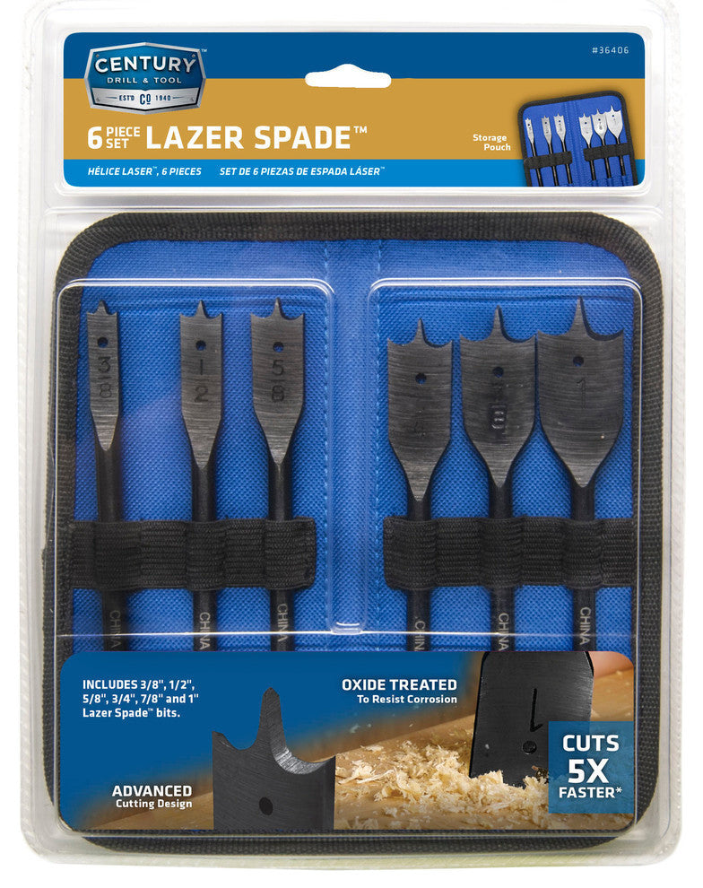 Wood Boring Lazer Spade Bits, Set of 6