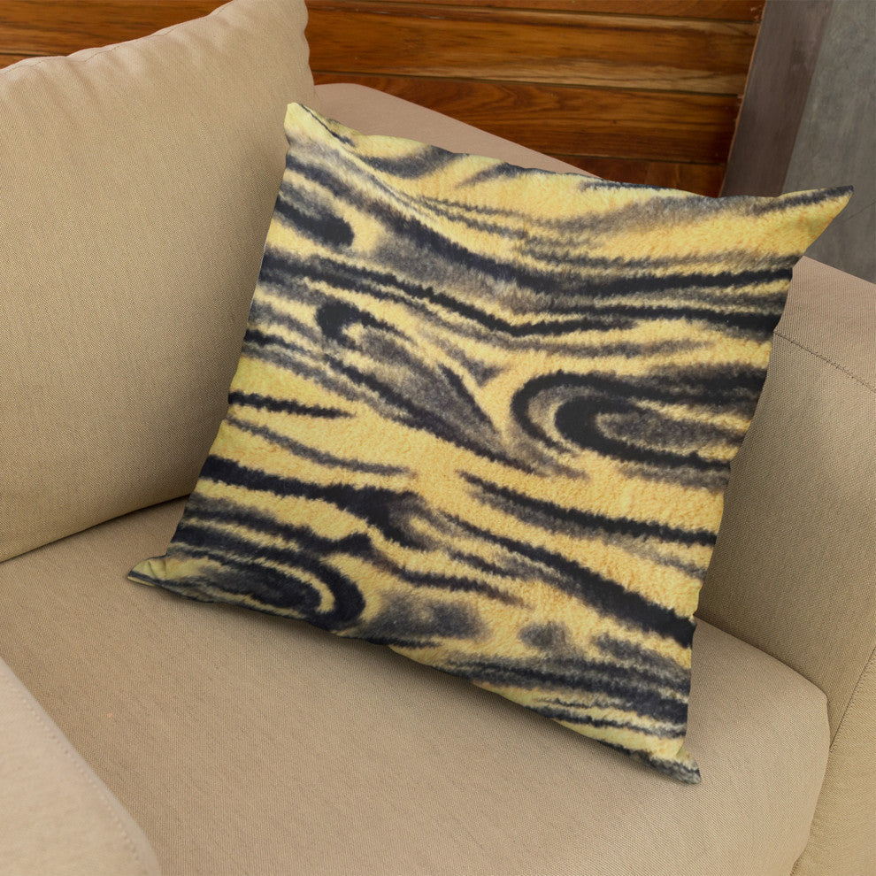 Plutus Yellow Galaxy Faux Fur Luxury Throw Pillow, Yellow, 24" x 24"
