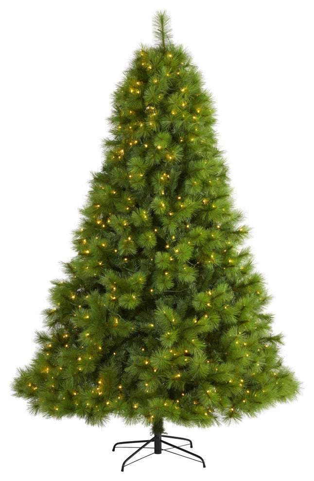 8ï¿½ Green Scotch Pine Artificial Christmas Tree with 600 Clear LED Lights