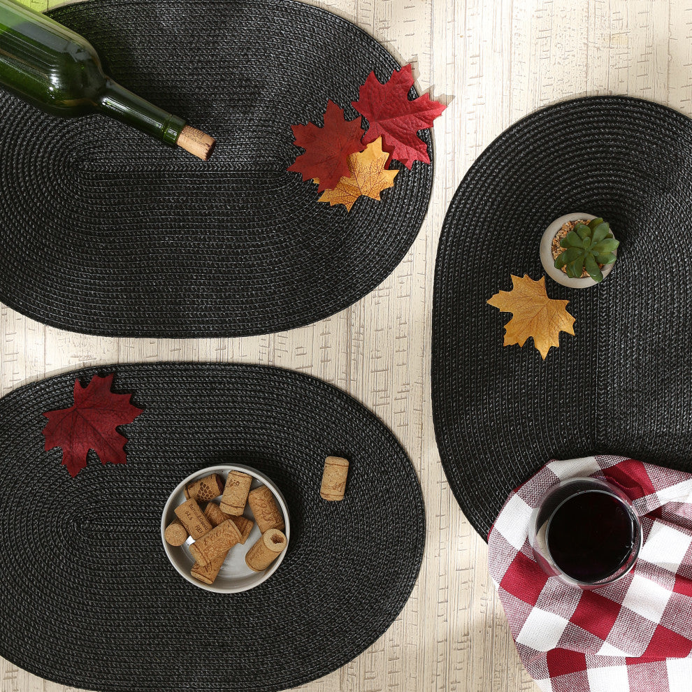 Black Oval Pp Woven Placemat (Set of 6)