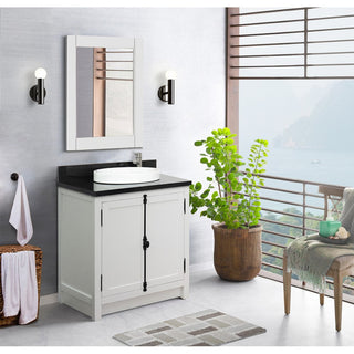 30" Single Vanity, Glacier Ash, Black Galaxy Top, Round Sink