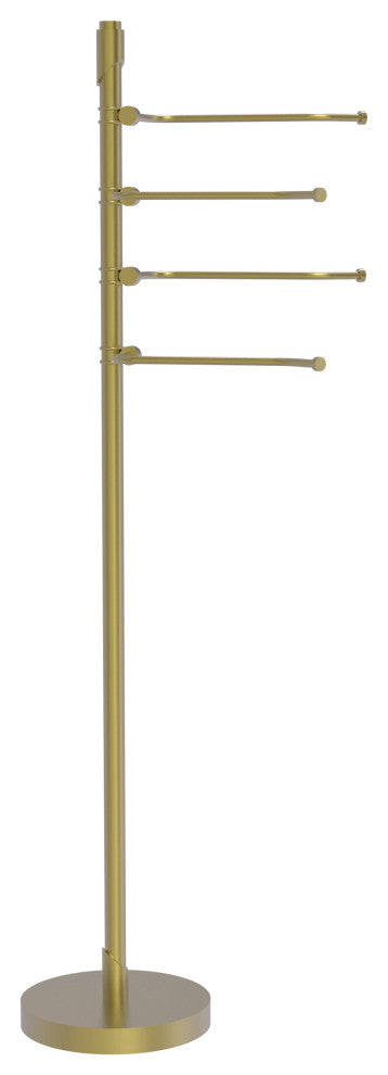 Floor Standing 49" 4 Pivoting Swing Arm Towel Holder, Satin Brass