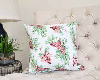 Greenery 26" Off White Holiday Print Decorative Throw Pillow