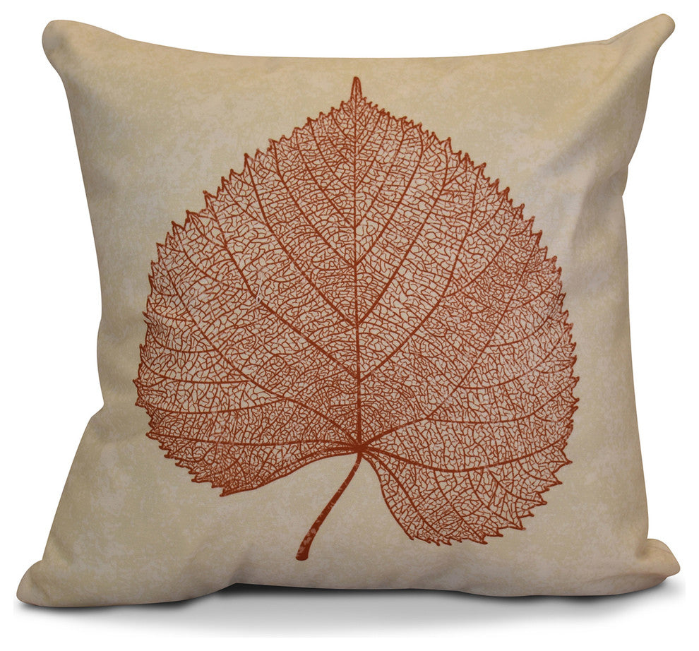 Leaf Study Floral Print Pillow, Rust, 26"x26"