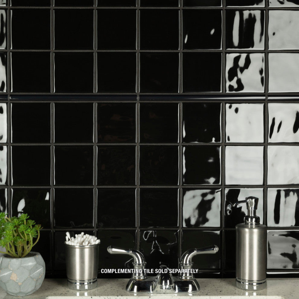Twist Square Ceramic Mosaic Tile, Black Olive