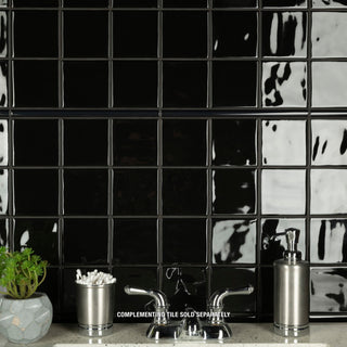 Twist Square Ceramic Mosaic Tile, Black Olive
