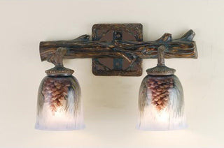Meyda Lighting 49521 16" Wide Pinecone 2 Light Hand Painted Wall Sconce