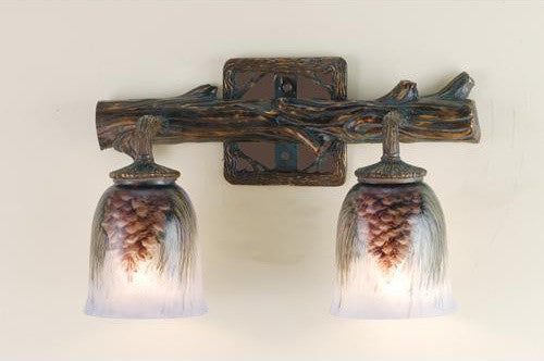 Meyda Lighting 49521 16" Wide Pinecone 2 Light Hand Painted Wall Sconce