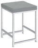 Vanity Stool with Leatherette Seat and Tubular Frame, Gray