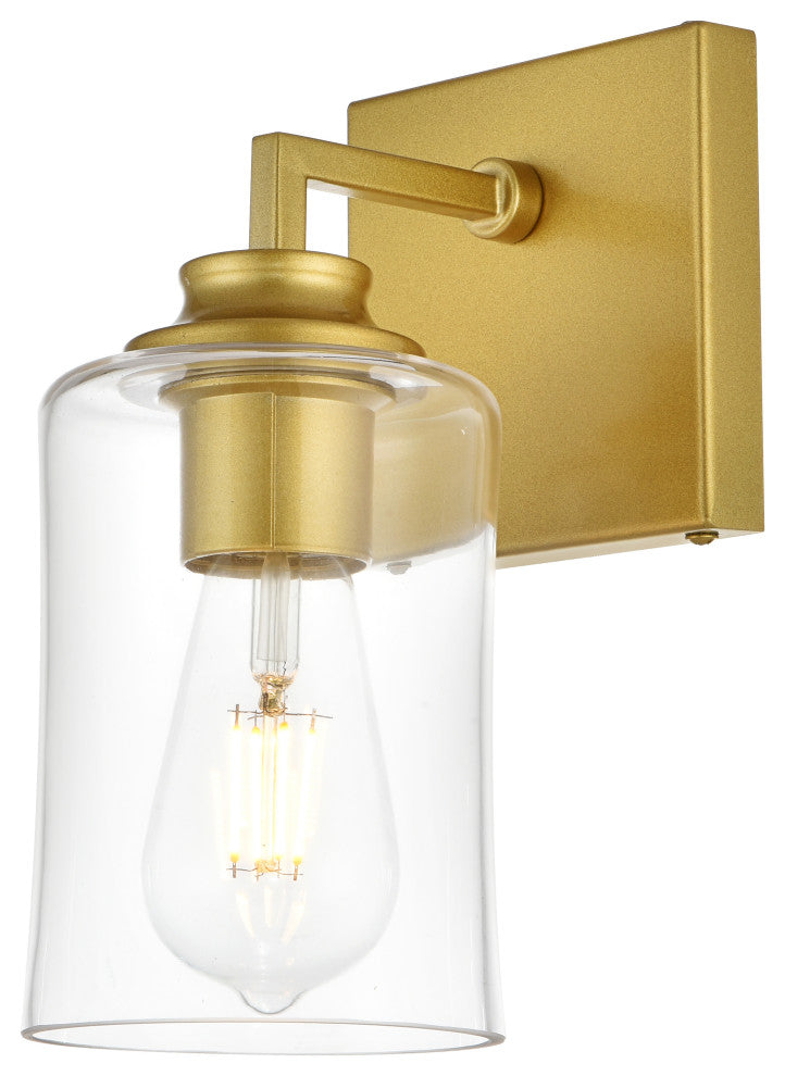 1 Light Brass And Clear Bath Sconce