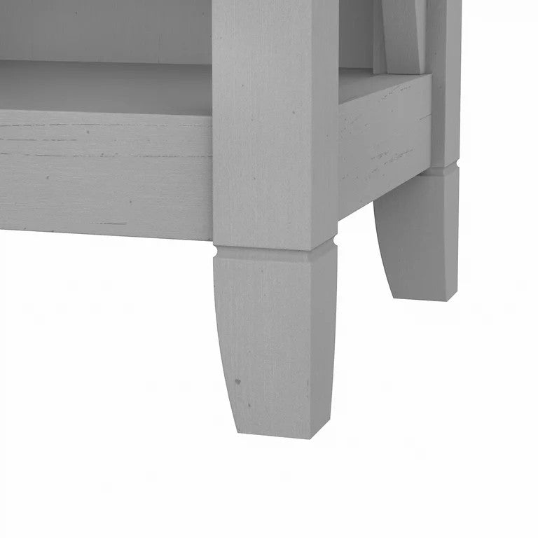 Set of 2 Farmhouse Bookcase, Open Shelves With X-Sides, Cape Cod Gray