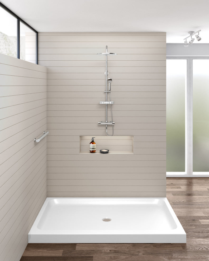 Fine Fixtures Double Threshold Acrylic Shower Base, 60 X 36, Left Hand