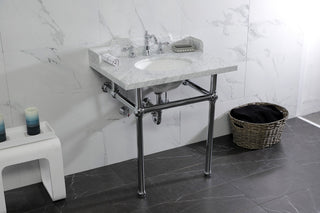 Kingston Brass LMS3030MB1 30" Carrara Marble Console Sink, Legs