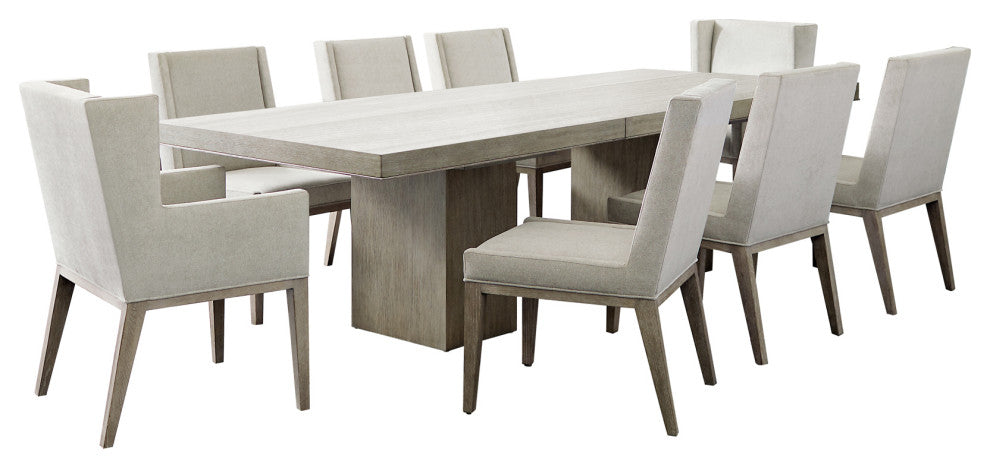 Bernhardt Linea 9-Piece Dining Set, Cerused Greige