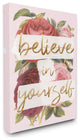 Stupell Industries Believe In Yourself Pink Gold Rose Word Design, 30"x40"