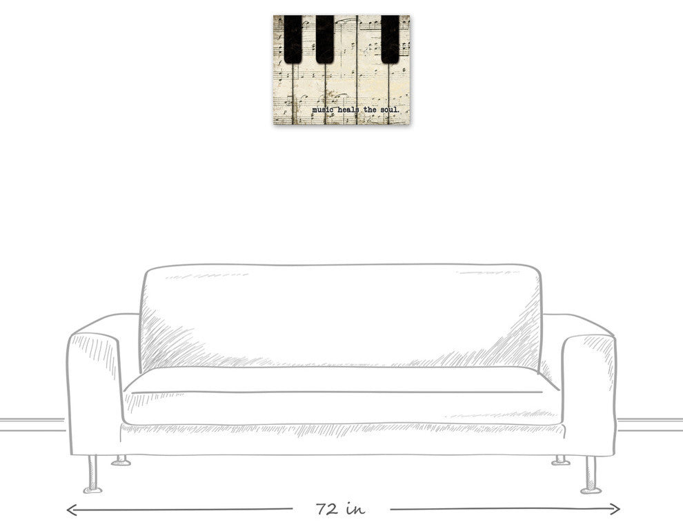 Piano Keys And Music Canvas Wall Art, 20"x16", Unframed